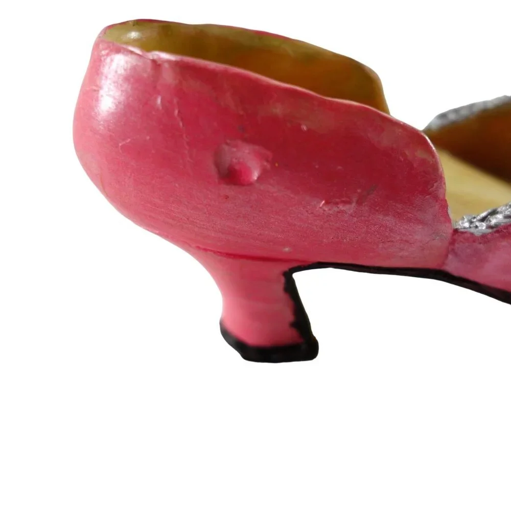 Vintage‎ Mini Pink Resin Heeled Shoe Seed Beads and Pearls